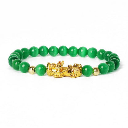 Gold Pixiu Gemstone Bracelet – Symbol of Luck and Positive Energy | Zen Ara Grove