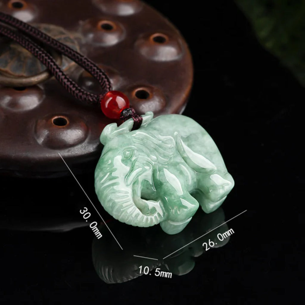 Jade Stone Pendant of 'Peaceful Elephant' – Symbol of Harmony & Good Fortune | Zen Ara Grove