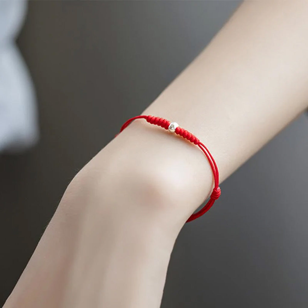 Adjustable Red Cord Bracelet with Square or Round Bead — Love & Courage