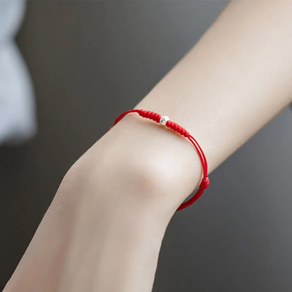 Adjustable Red Cord Bracelet with Square or Round Bead — Love & Courage