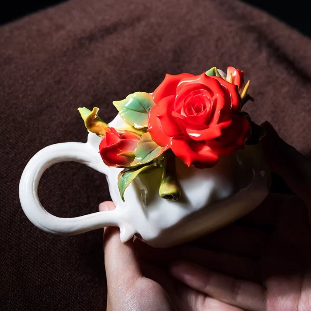 Limited Time Offer · Handcrafted Heritage Ceramic Flower Cup – Blossoms Alive on Porcelain | Zen Ara Grove