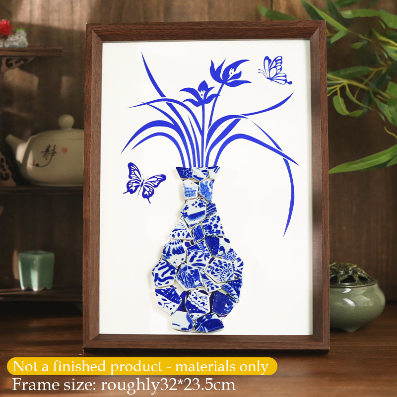 Handmade DIY Blue and White Porcelain Mosaic Ceramic Painting | Zen Ara Grove