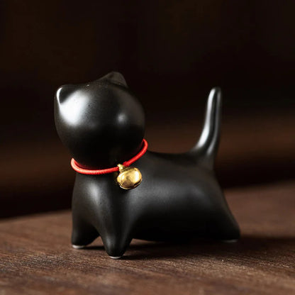 Mini Cute Standing Lying Cat Tea Pet Ceramic Home Desk Figurine Decoration | Zen Ara Grove