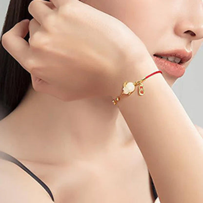 Blessing Bunny Red String Bracelet – Half Chain, Half Cord, Fully Lucky | Zen Ara Grove