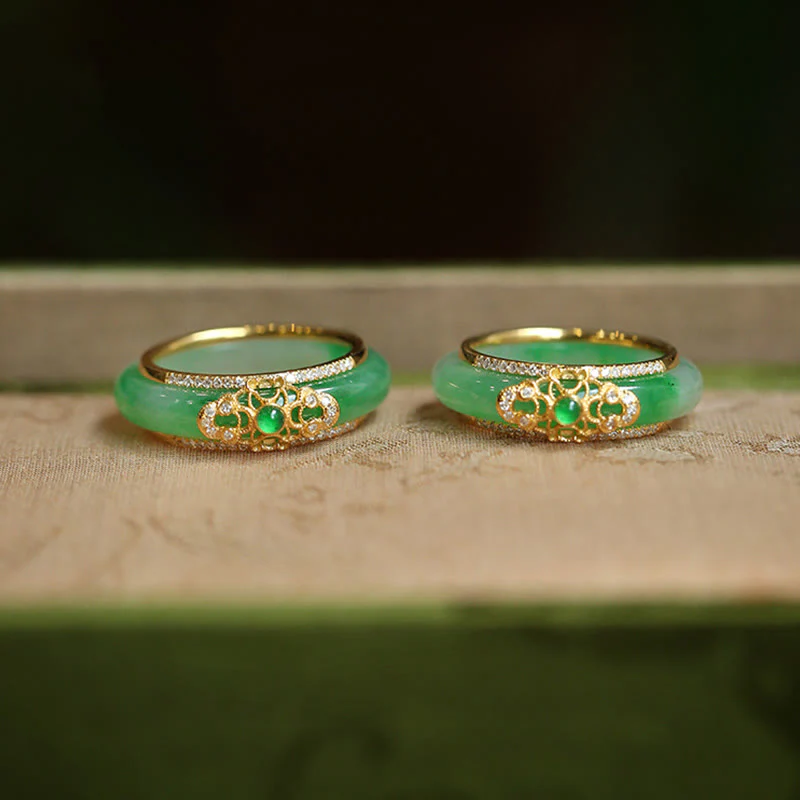 LIMITED TIME OFFER · Natural Green Chalcedony Ring with 18K Gold Plated Filigree Craftsmanship | Zen Ara Grove