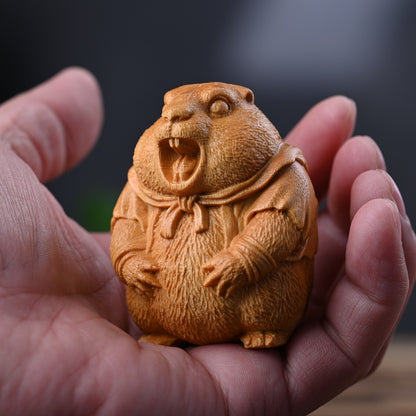 Handcrafted Marmot Desk Ornament – Premium Golden Sandalwood & Juniper Blend | Zen Ara Grove