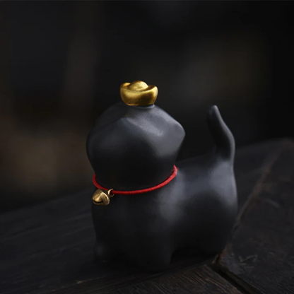 Mini Lucky Cat Ingot Tea Pet Ceramic Home Desk Figurine Decoration | Zen Ara Grove
