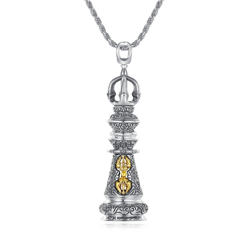 Silvered Stupa Pendant – Eternal Sanctuary of the Buddha | Zen Ara Grove