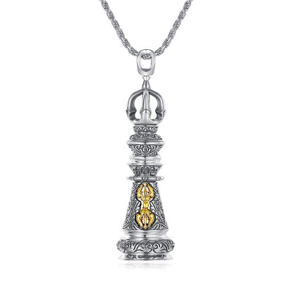 Silvered Stupa Pendant – Eternal Sanctuary of the Buddha | Zen Ara Grove