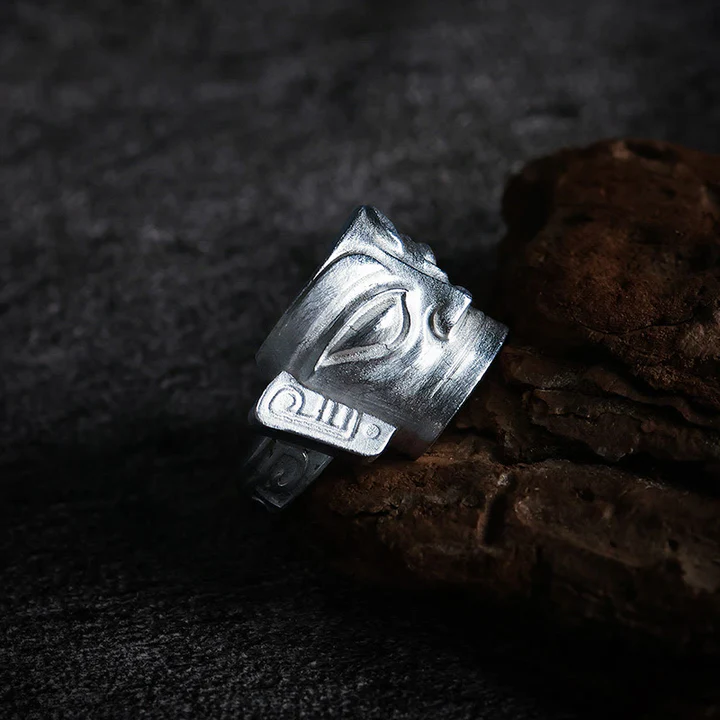 Ancient Sanxingdui Totem Ring – Pure Silver Craft | Zen Ara Grove