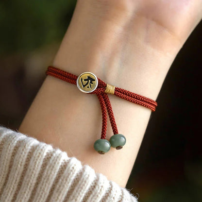 LIMITED TIME OFFER | Handmade Red Rope Bracelet with Green Bodhi Bead – Twelve Zodiac Buddha for Protection | Zen Ara Grove
