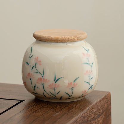 Hand-painted Ceramic Tea Canister – Airtight Storage for Loose Leaf Tea | Zen Ara Grove