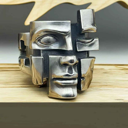 “Find Yourself” Broken Mask Design Ring | Zen Ara Grove