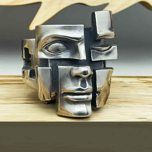 “Find Yourself” Broken Mask Design Ring | Zen Ara Grove