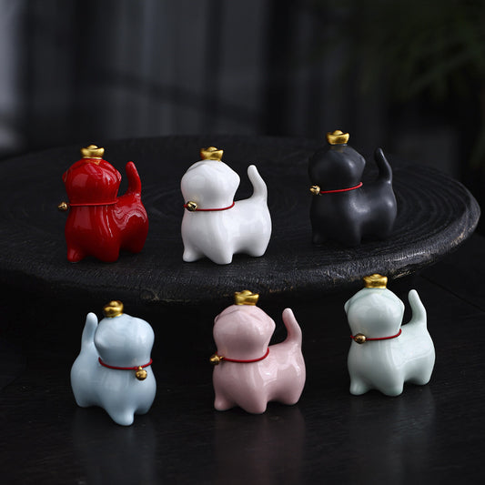 Mini Lucky Cat Ingot Tea Pet Ceramic Home Desk Figurine Decoration | Zen Ara Grove