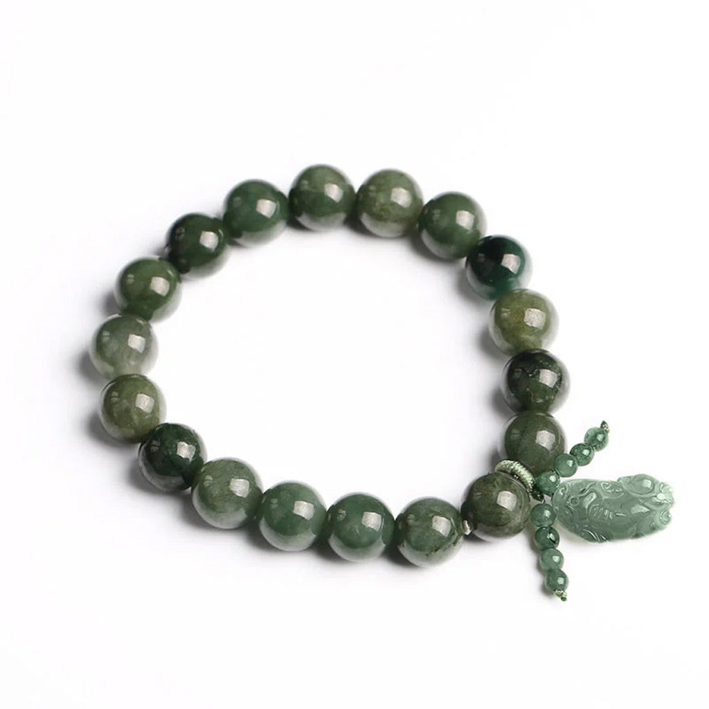 Natural Jade Pixiu Beaded Bracelet – Prosperity & Protection | Zen Ara Grove