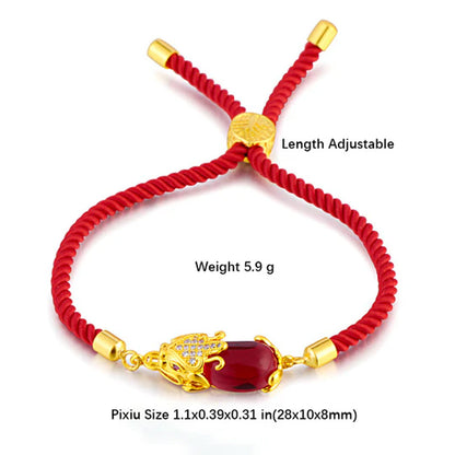 Handwoven Red Cord Pixiu Bracelet — Symbol of Prosperity | Zen Ara Grove