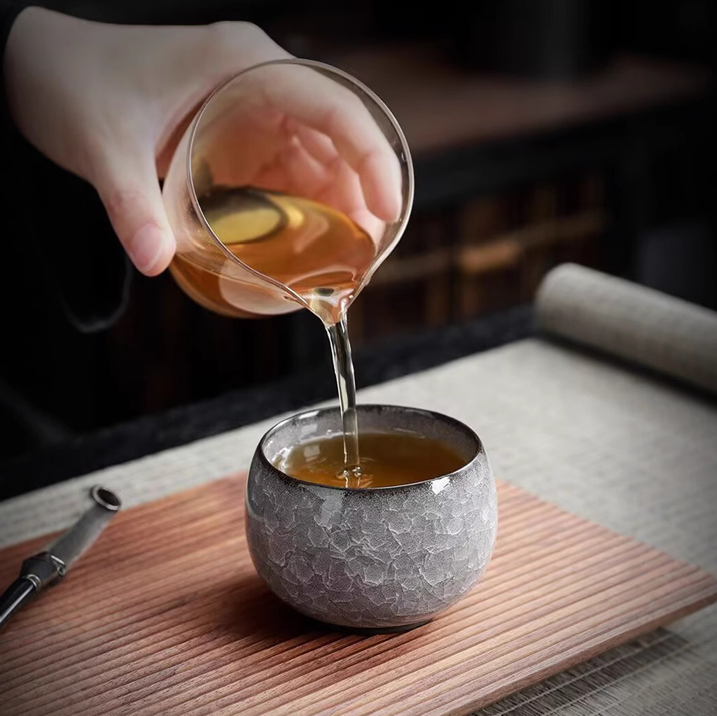 Handcrafted Ceramic Teacup with Unique Ice Crack Pattern | Zen Ara Grove