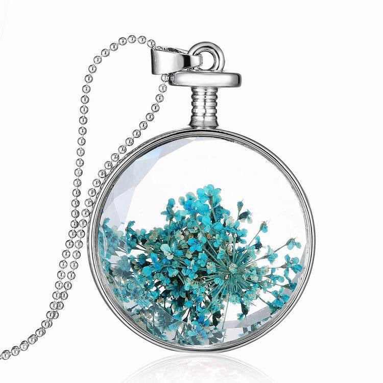 Round Real Flower Necklace – Nature’s Beauty, Forever Close | Zen Ara Grove