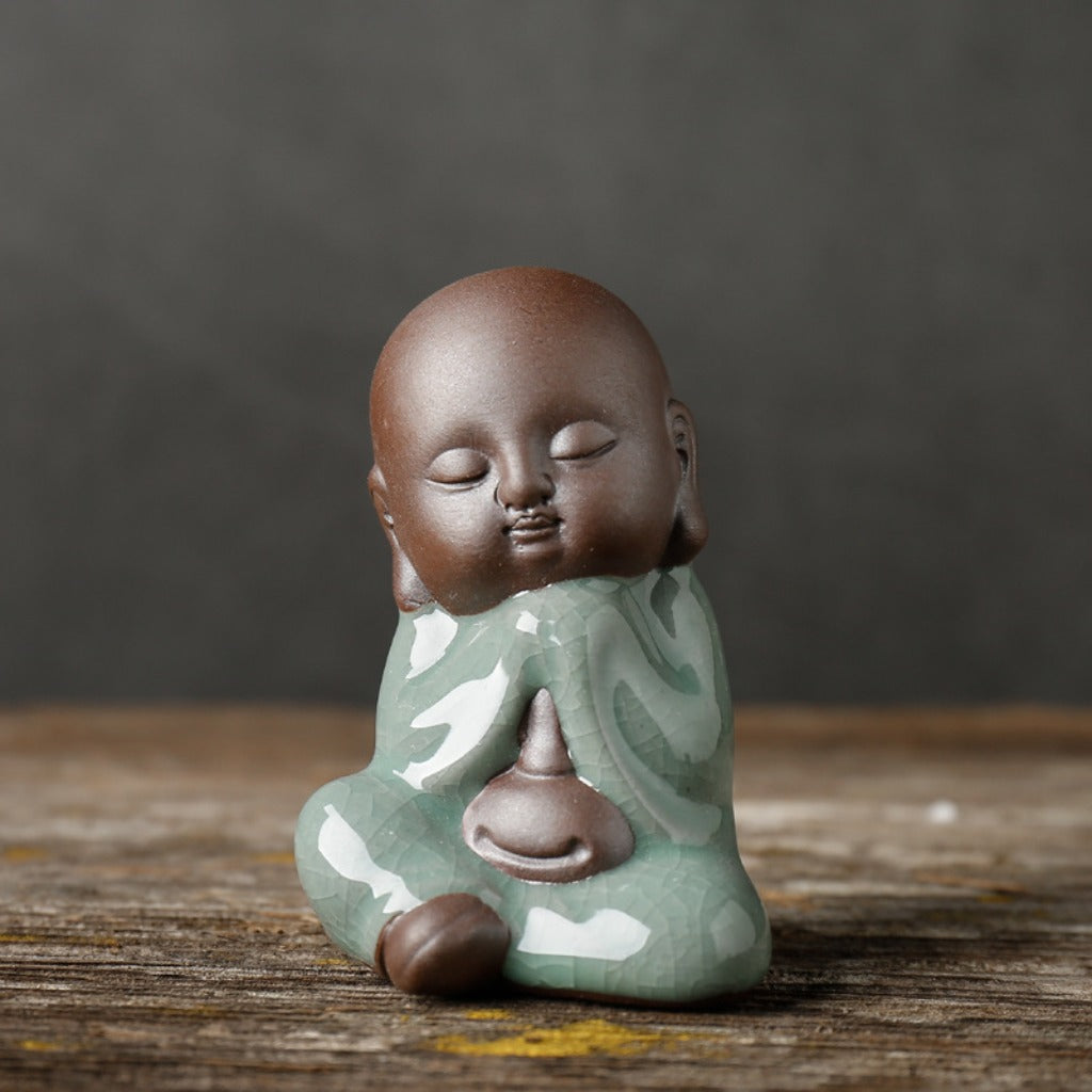 Zen Little Monk Tea Pet – Handmade Ceramic & Purple Clay Figurine for Tea Table Décor | Zen Ara Grove