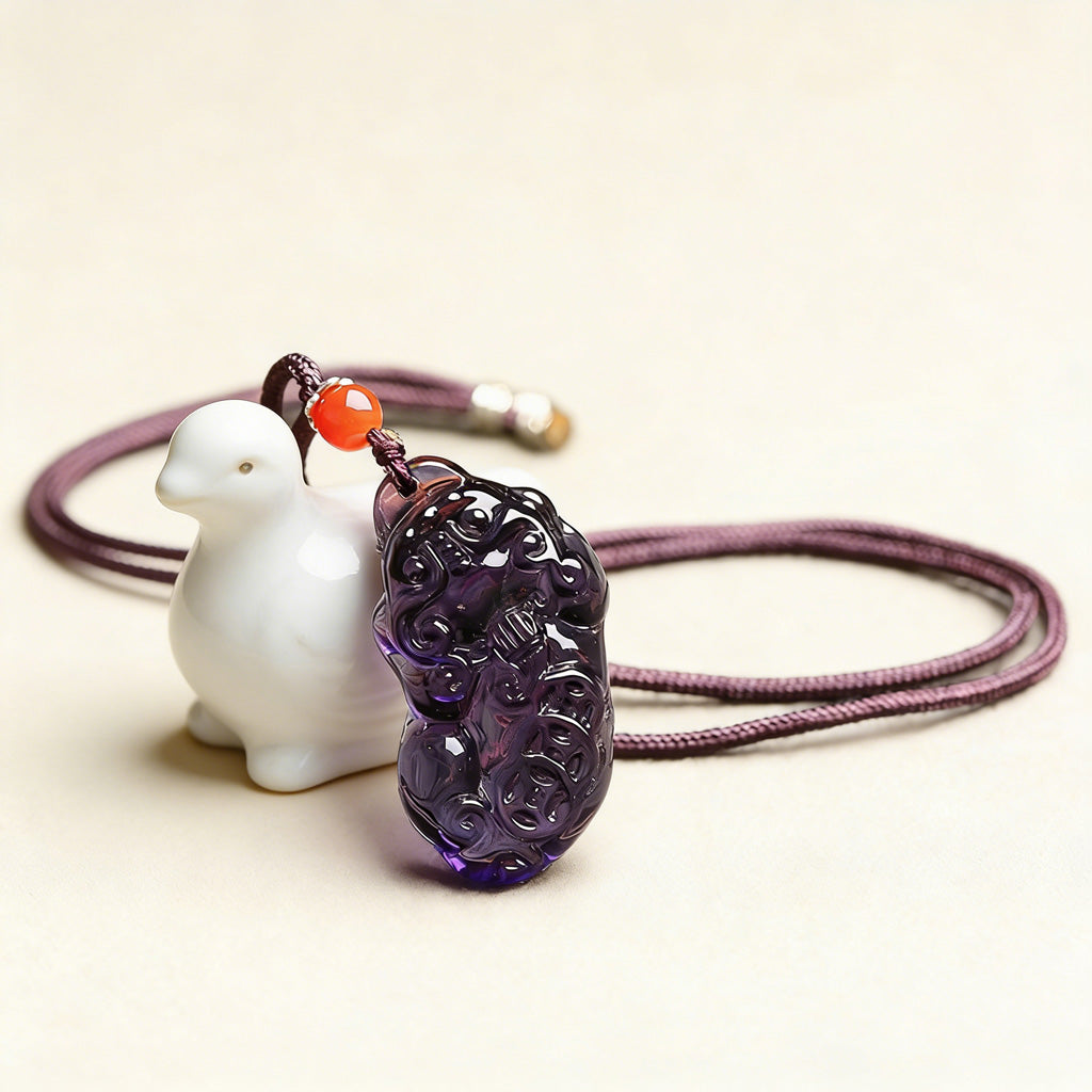 Limited Time Offer · Purple Crystal Glass Pixiu Pendant – Symbol of Blessing and Good Fortune | Zen Ara Grove