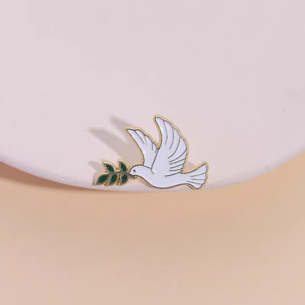 Peace Dove Holding Olive Branch Pin – Timeless Emblem of Peace | Zen Ara Grove