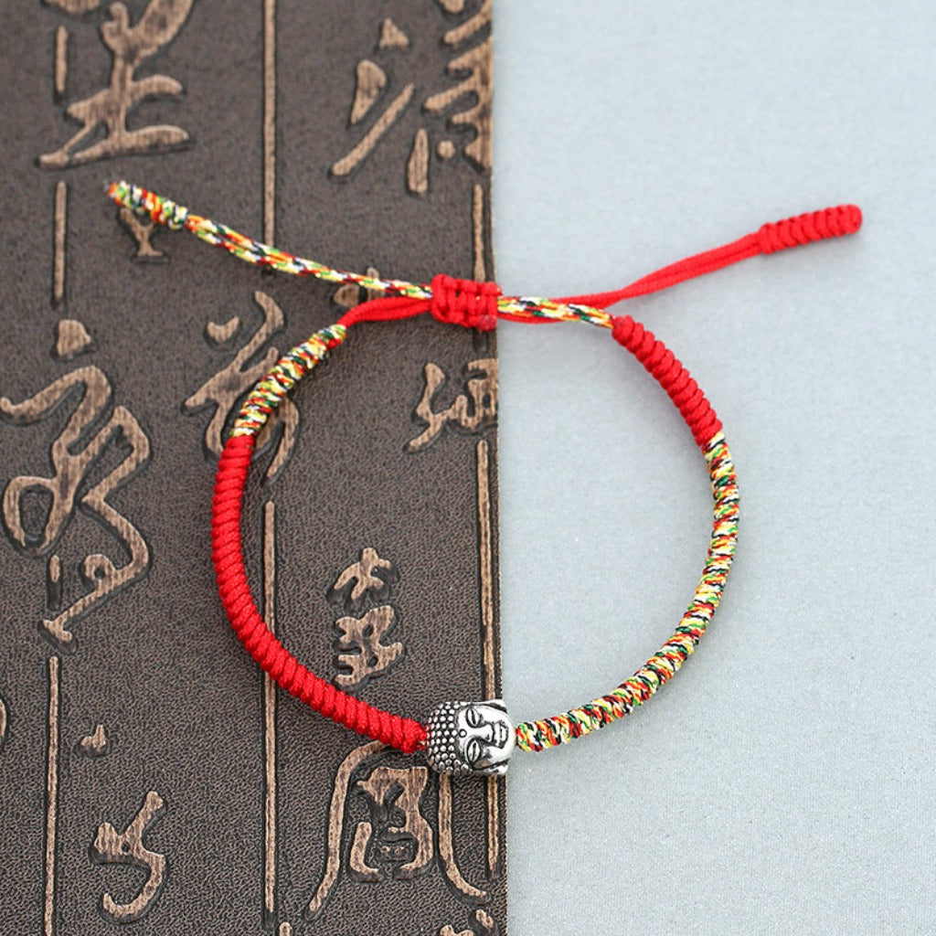 Original Buddha Head Pull-Cord Bracelet – Handwoven Spiritual Charm | Zen Ara Grove