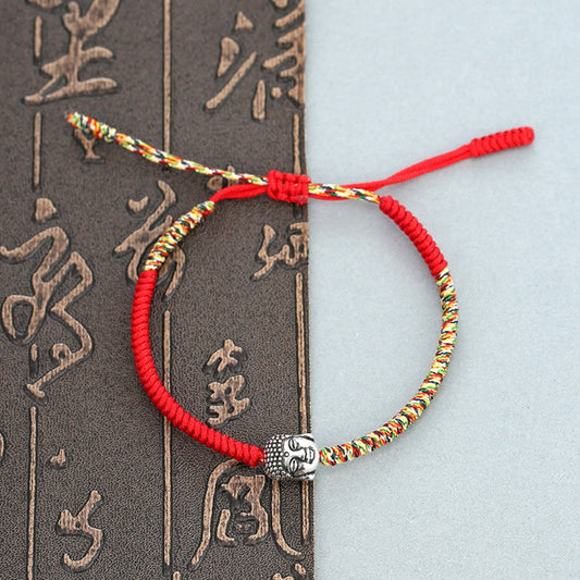 Original Buddha Head Pull-Cord Bracelet – Handwoven Spiritual Charm | Zen Ara Grove