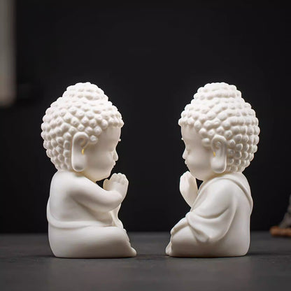 Handcrafted High-Fired White Ceramic Tathagata Figurine – Elegant Zen Serenity | Zen Ara Grove