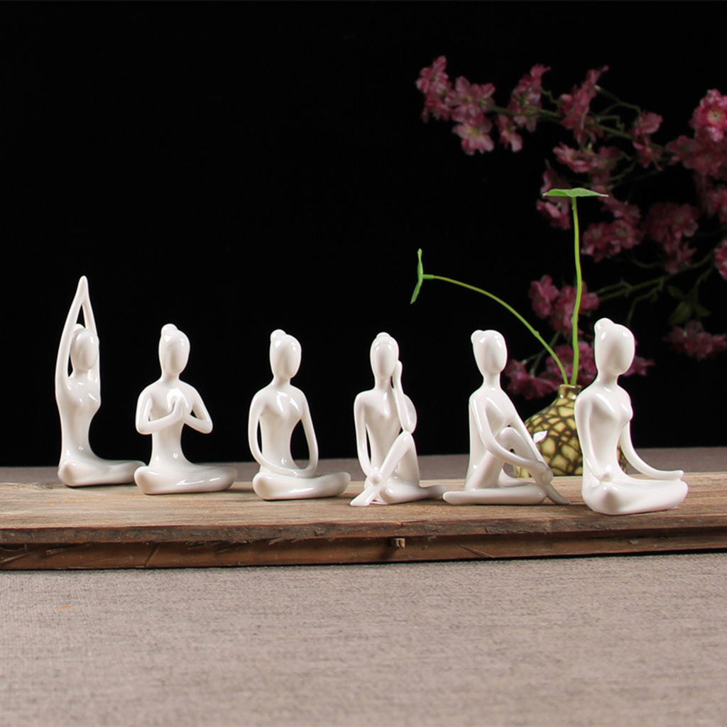 Zen Minimalist White Ceramic Yoga Girl Figurines | Zen Ara Grove