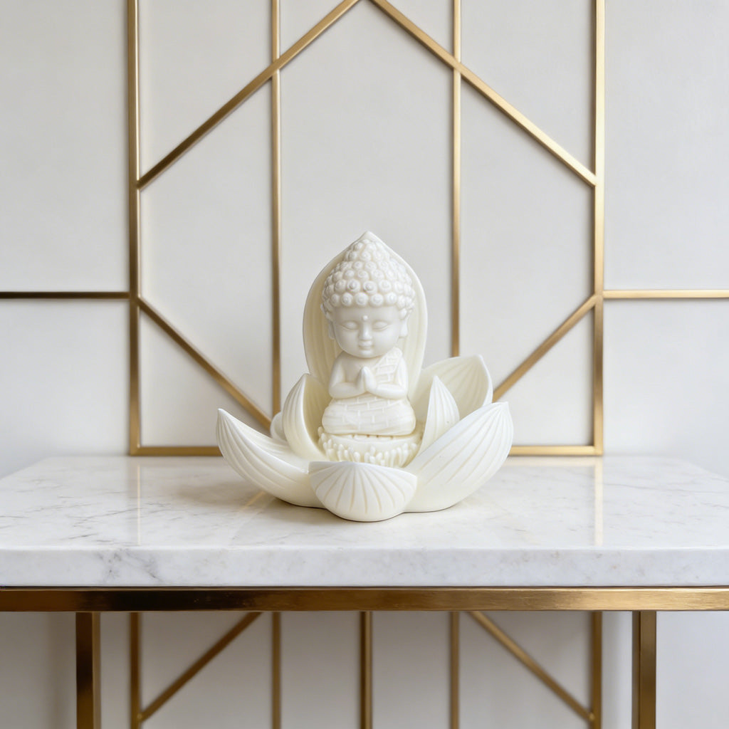 Nine-Petal Lotus Baby Buddha in Tagua Nut – Blessings in Every Bloom | Zen Ara Grove