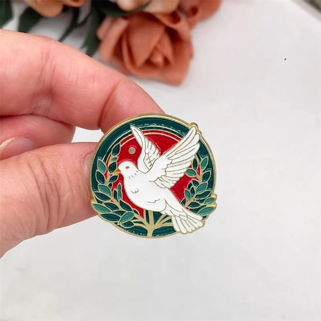 LIMITED TIME OFFER · Olive Branch Encircled Dove Brooch – Timeless Emblem of Peace and Compassion | Zen Ara Grove
