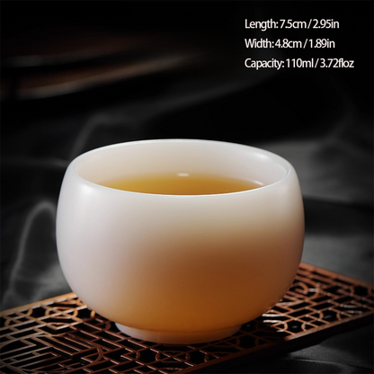 Ivory-White Glazed Artisan Teacup – Silky Smooth Finish, Cool to the Touch | Zen Ara Grove