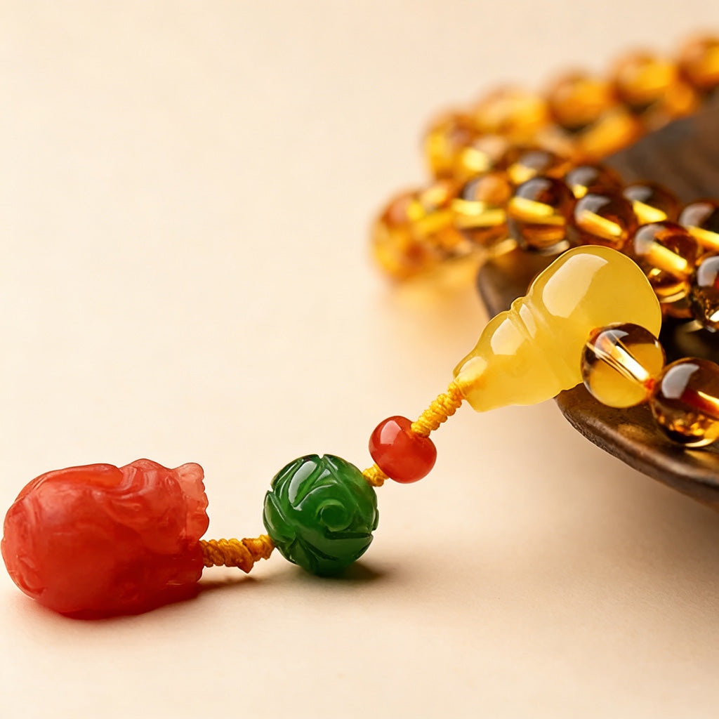108‑Bead Citrine Pixiu Bracelet — Meaning of Fortune Protection| Zen Ara Grove