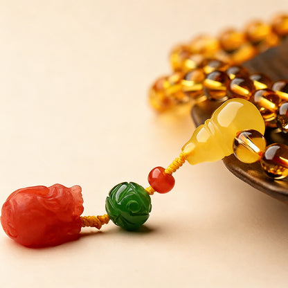 108‑Bead Citrine Pixiu Bracelet — Meaning of Fortune Protection| Zen Ara Grove
