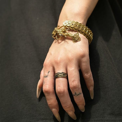 Vintage Copper Coin Dragon Sword Bracelet – Fortune & Protection Talisman | Zen Ara Grove