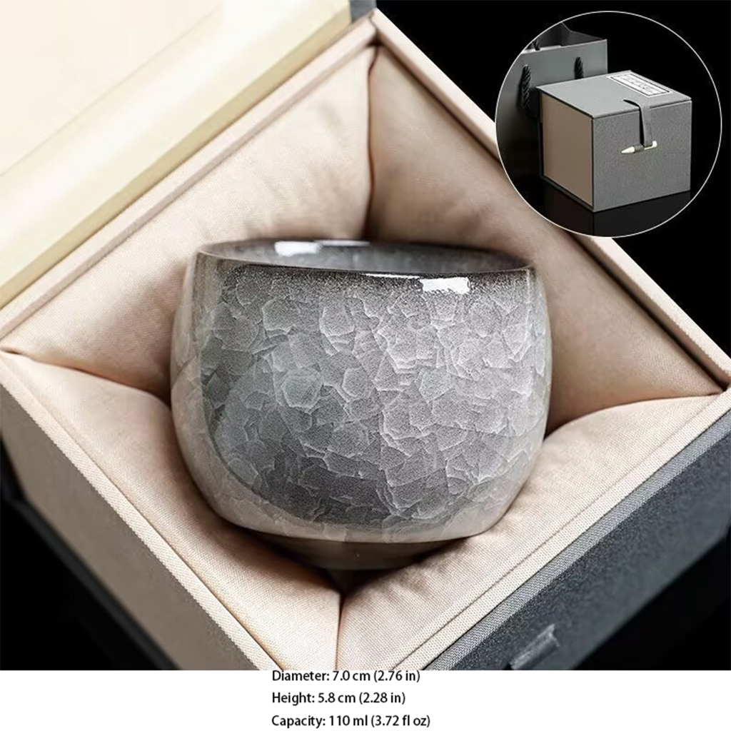 Handcrafted Ceramic Teacup with Unique Ice Crack Pattern | Zen Ara Grove