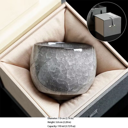 Handcrafted Ceramic Teacup with Unique Ice Crack Pattern | Zen Ara Grove