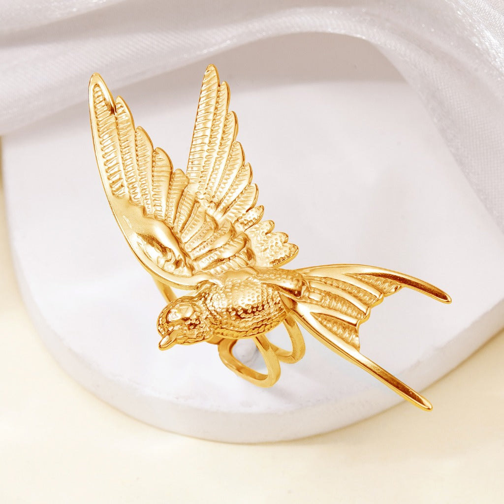 Adjustable Stainless Steel Peace Dove Ring – Symbol of Hope and Harmony | Zen Ara Grove