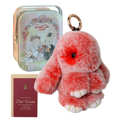 Fluffy Bunny Keychain – Symbol of Warm Blessing | Zen Ara Grove