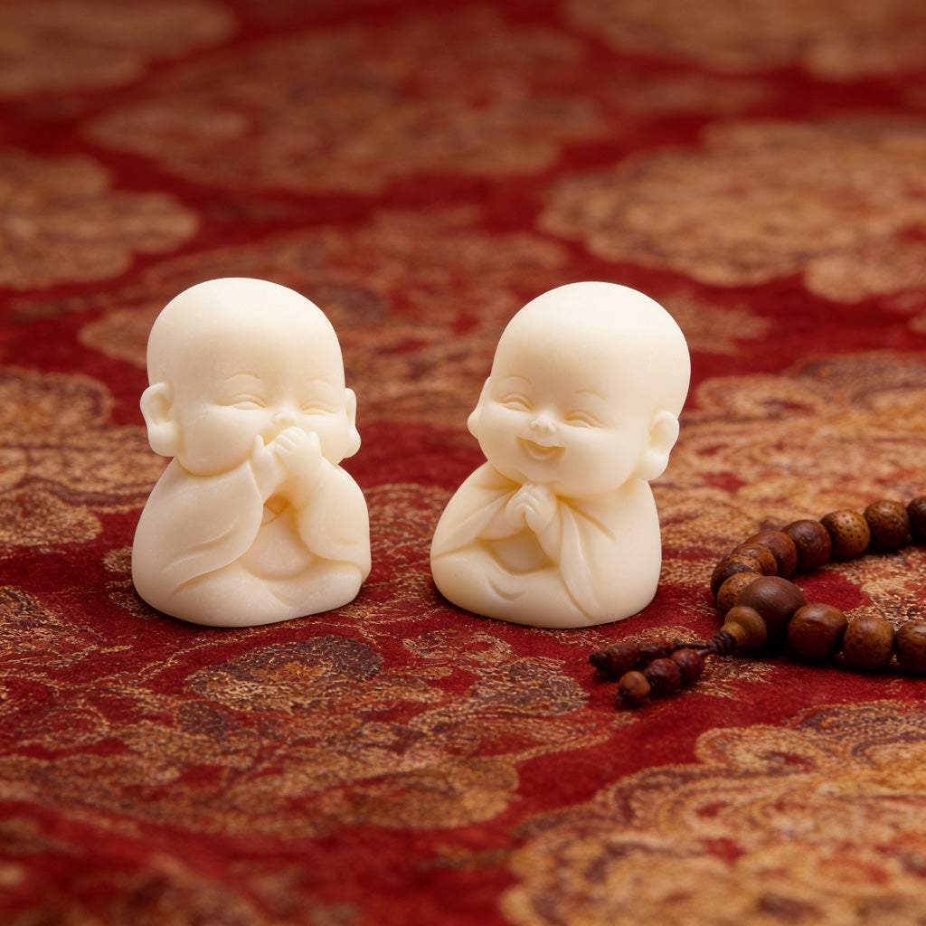 Limited Time Offer · Hand-Carved Tagua Nut "The Four Little Zen Monks" Figurines | Zen Ara Grove