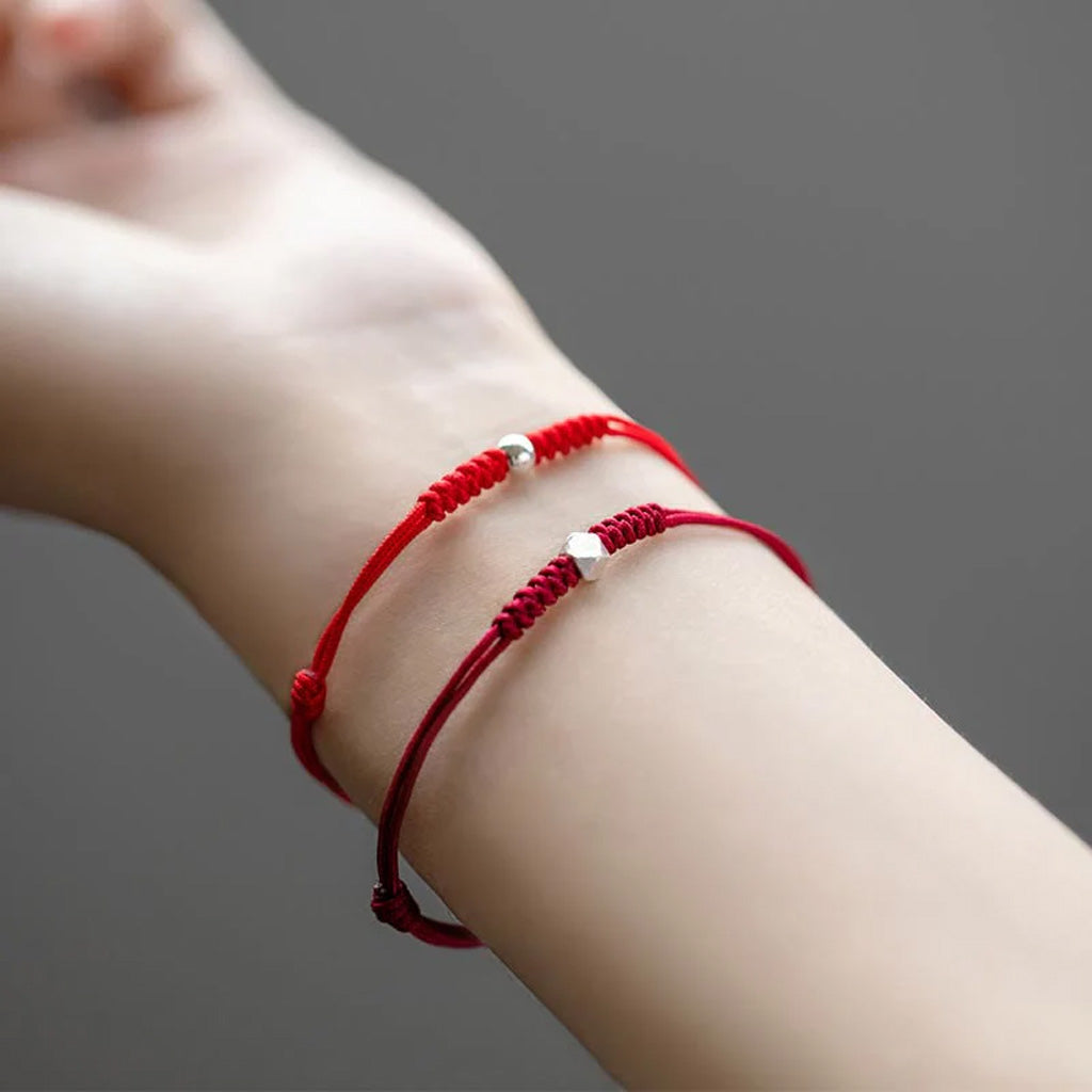Adjustable Red Cord Bracelet with Square or Round Bead — Love & Courage
