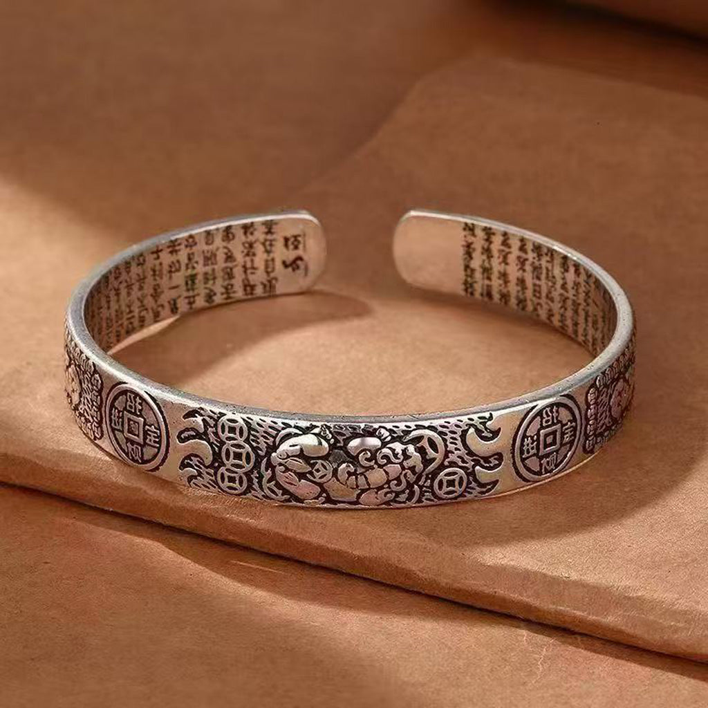 Limited Time Offer · Retro Silver‑Tone Pixiu Open Bangle – Symbol of Wealth and Protection | Zen Ara Grove