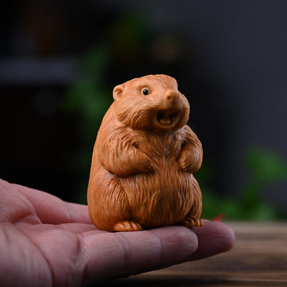 Handcrafted Marmot Desk Ornament – Premium Golden Sandalwood & Juniper Blend | Zen Ara Grove
