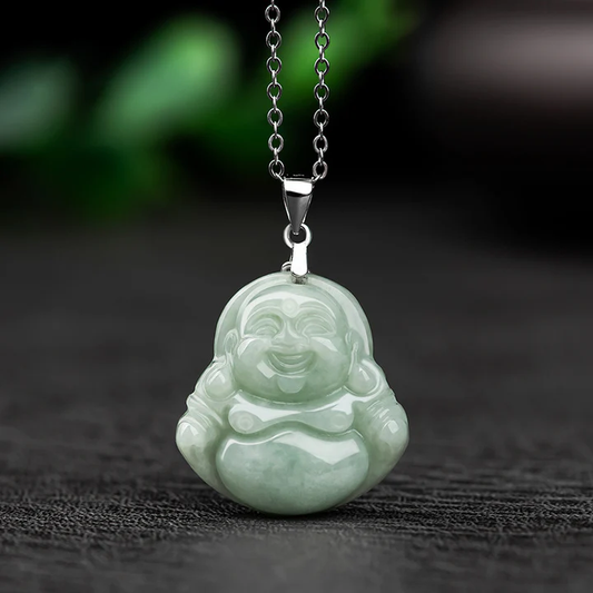 Jade Smiling Buddha Pendant on 925 Silver Chain – Symbol of Joy and Blessing | Zen Ara Grove