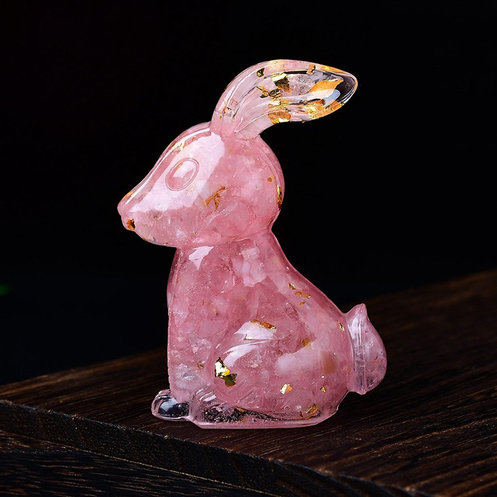 Handmade Epoxy Resin Rabbit Decor – Embedded Natural Healing Crystals | Zen Ara Grove