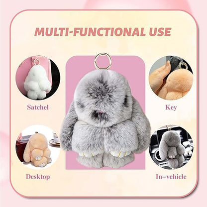Fluffy Bunny Keychain – Symbol of Warm Blessing | Zen Ara Grove