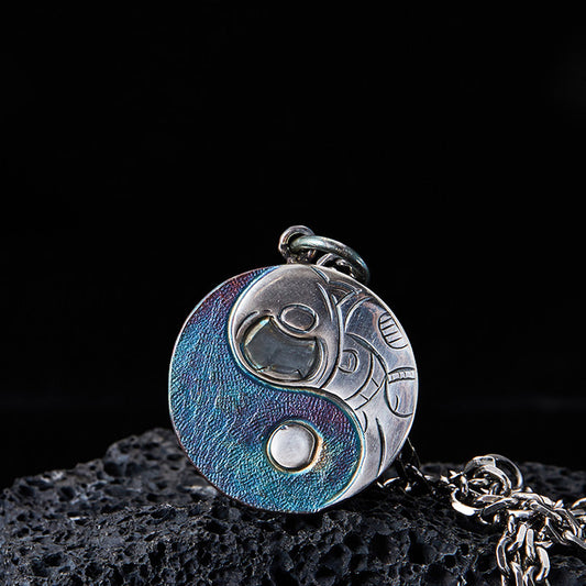 Custom 99 Silver Yin‑Yang Galaxy Pendant – Personalized Necklace of Courage & Infinity | Zen Ara Grove