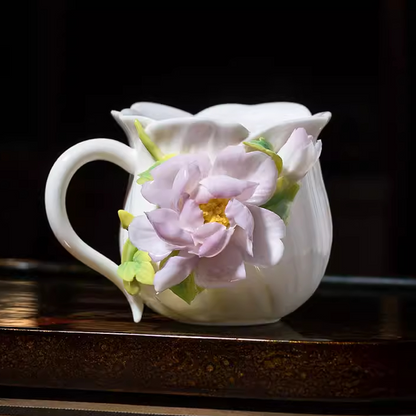 Handcrafted Ceramic Cup with Gourd Blossom – Living Art on Your Teacup | Zen Ara Grove