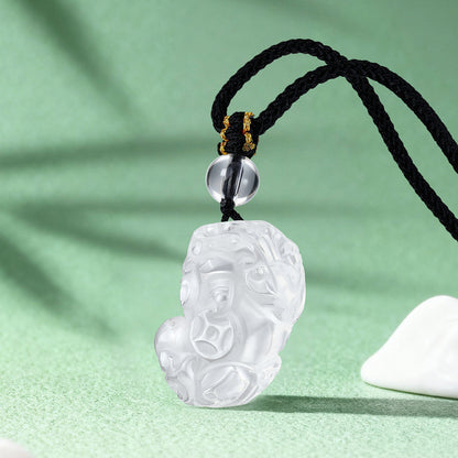 White Crystal Wealth Pi Yao Pendant – Blessing of Purity and Luck | Zen Ara Grove